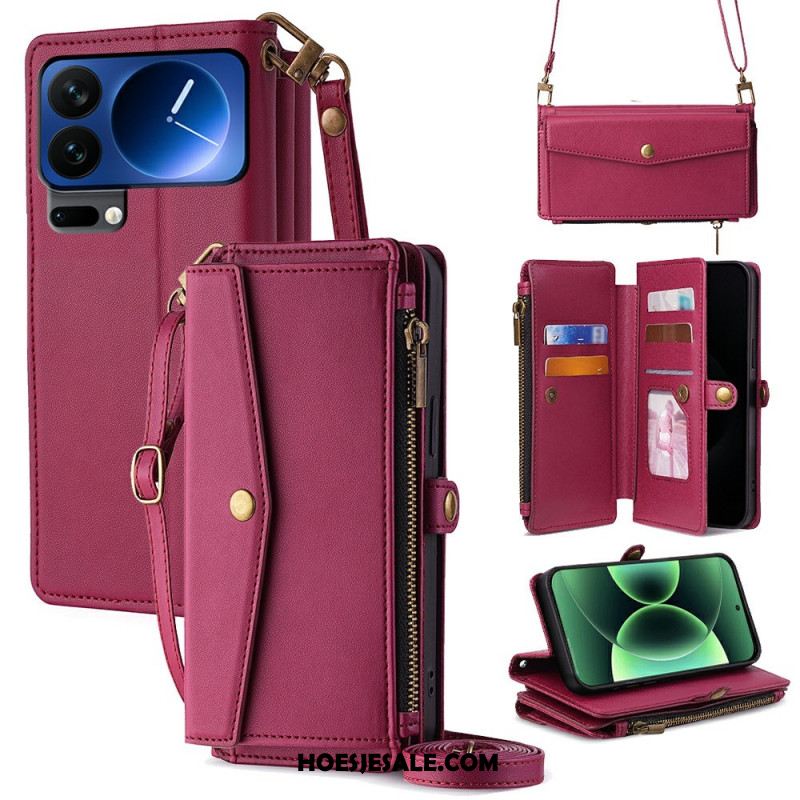 Leren Hoesje Voor Xiaomi 17 Pro Max Portemonnee En Schouderband