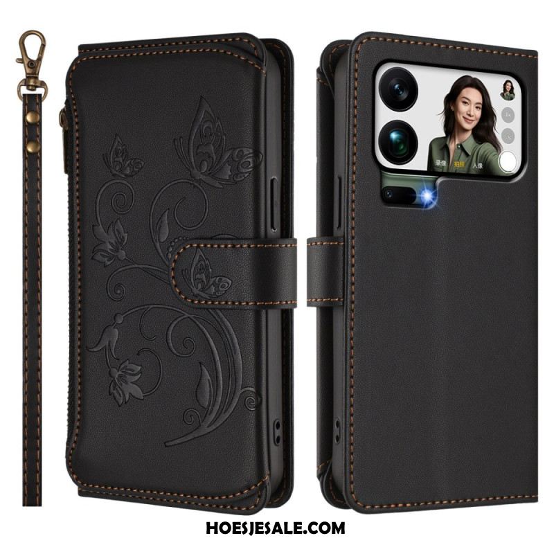 Leren Hoesje Voor Xiaomi 17 Pro Max Portemonnee Met Bloemenprint