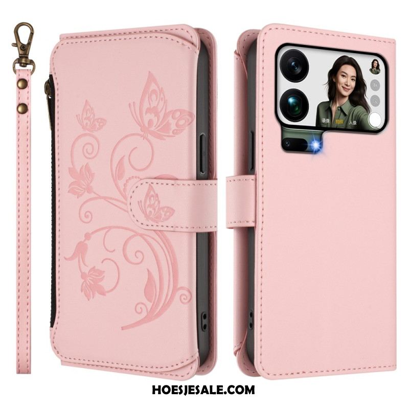 Leren Hoesje Voor Xiaomi 17 Pro Max Portemonnee Met Bloemenprint