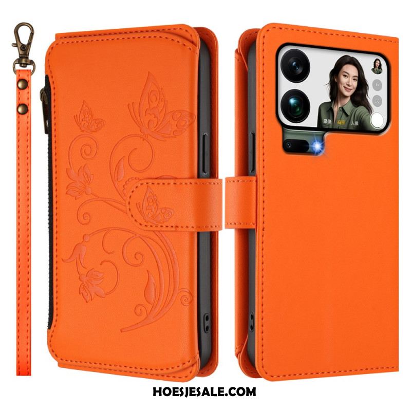 Leren Hoesje Voor Xiaomi 17 Pro Max Portemonnee Met Bloemenprint