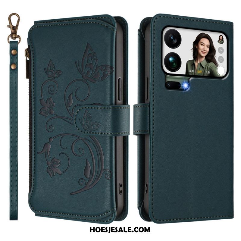Leren Hoesje Voor Xiaomi 17 Pro Max Portemonnee Met Bloemenprint