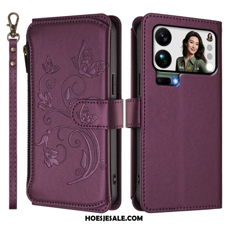 Leren Hoesje Voor Xiaomi 17 Pro Max Portemonnee Met Bloemenprint