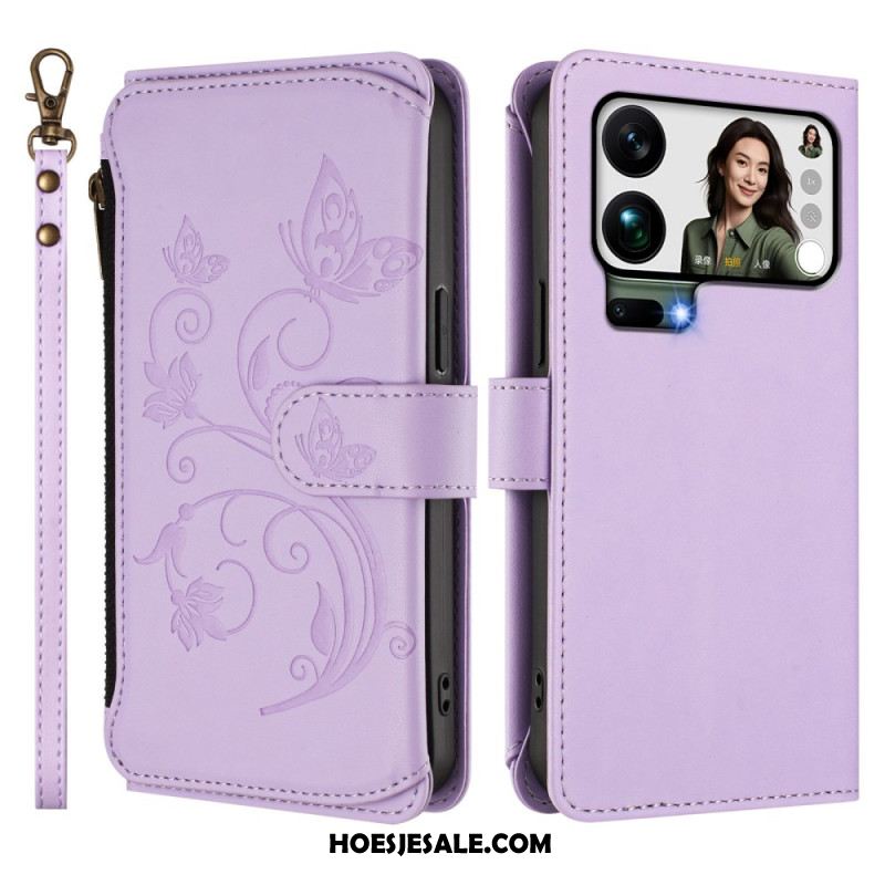 Leren Hoesje Voor Xiaomi 17 Pro Max Portemonnee Met Bloemenprint