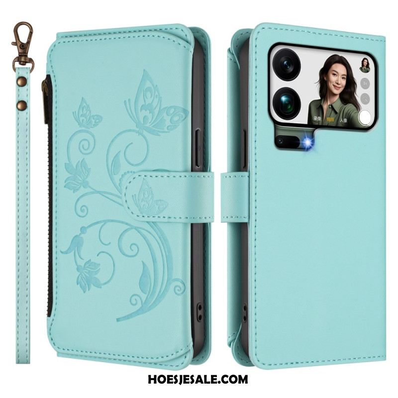 Leren Hoesje Voor Xiaomi 17 Pro Max Portemonnee Met Bloemenprint