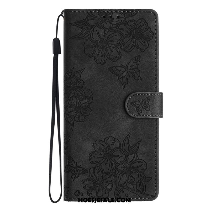 Leren Hoesje Voor Xiaomi 17 Pro Max Vlinder- En Bloemenpatroon