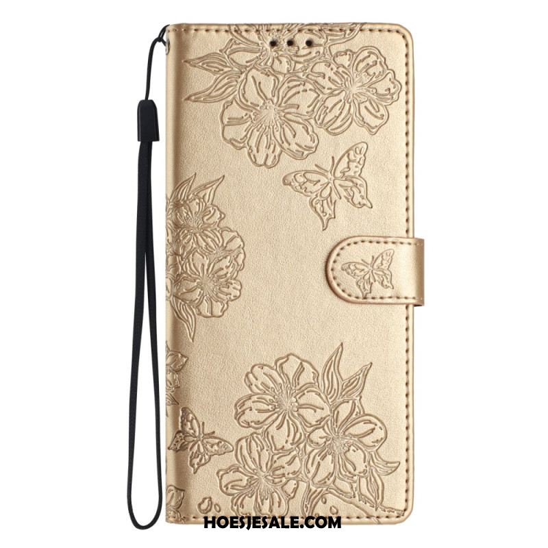Leren Hoesje Voor Xiaomi 17 Pro Max Vlinder- En Bloemenpatroon