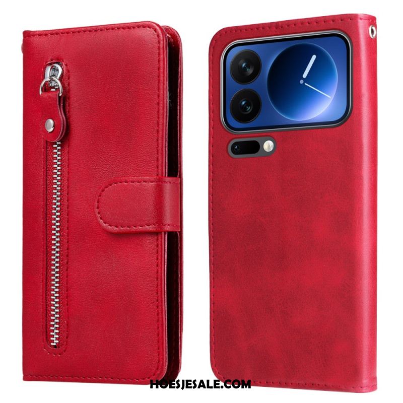 Leren Hoesje Voor Xiaomi 17 Pro Vak Met Ritssluiting