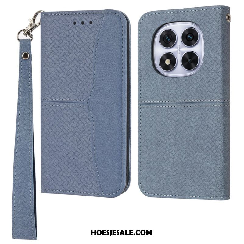 Leren Hoesje Voor Xiaomi Redmi Note 14 Pro 4g Geweven Textuur Met Bandje