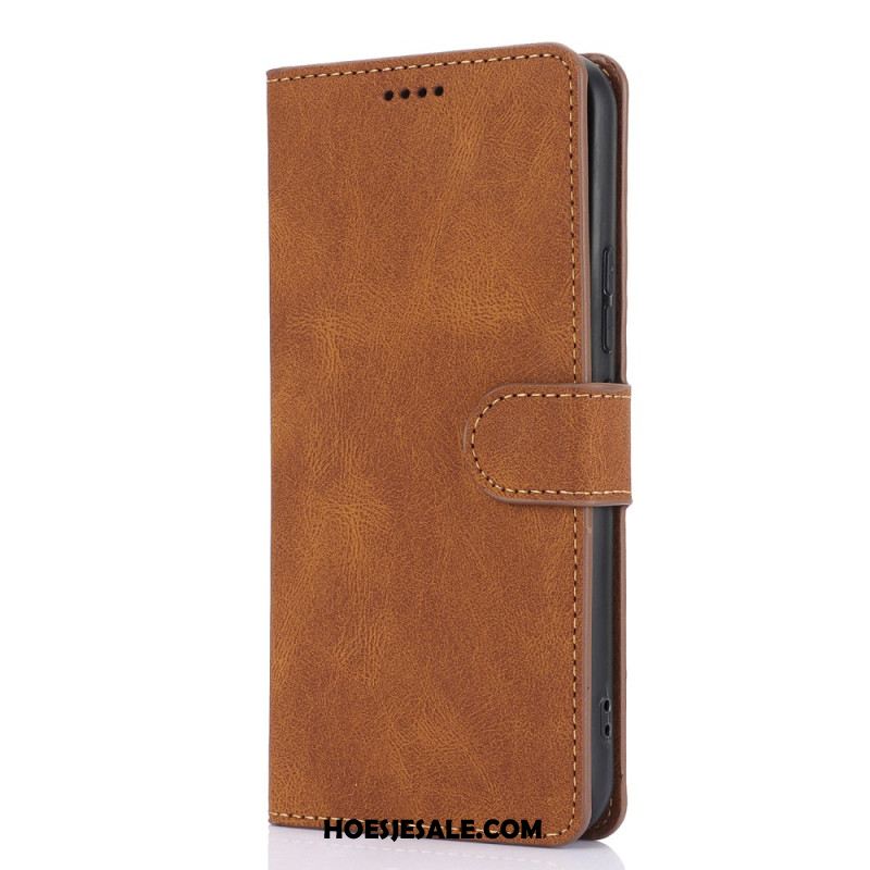 Leren Hoesje Voor Xiaomi Redmi Note 14 Pro 4g Suède-effect Met Bandje