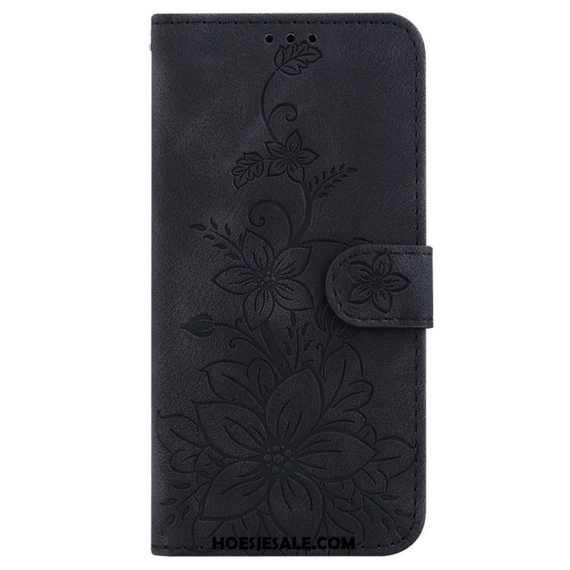Leren Hoesje Voor Xiaomi Redmi Note 14 Pro 5g Leliepatroon