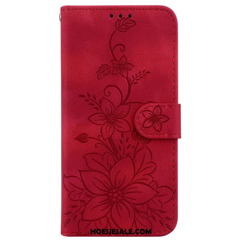 Leren Hoesje Voor Xiaomi Redmi Note 14 Pro 5g Leliepatroon
