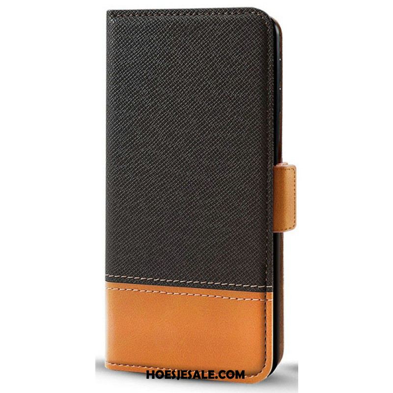 Leren Hoesje Voor Xiaomi Redmi Note 14 Pro 5g Tweekleurig Design