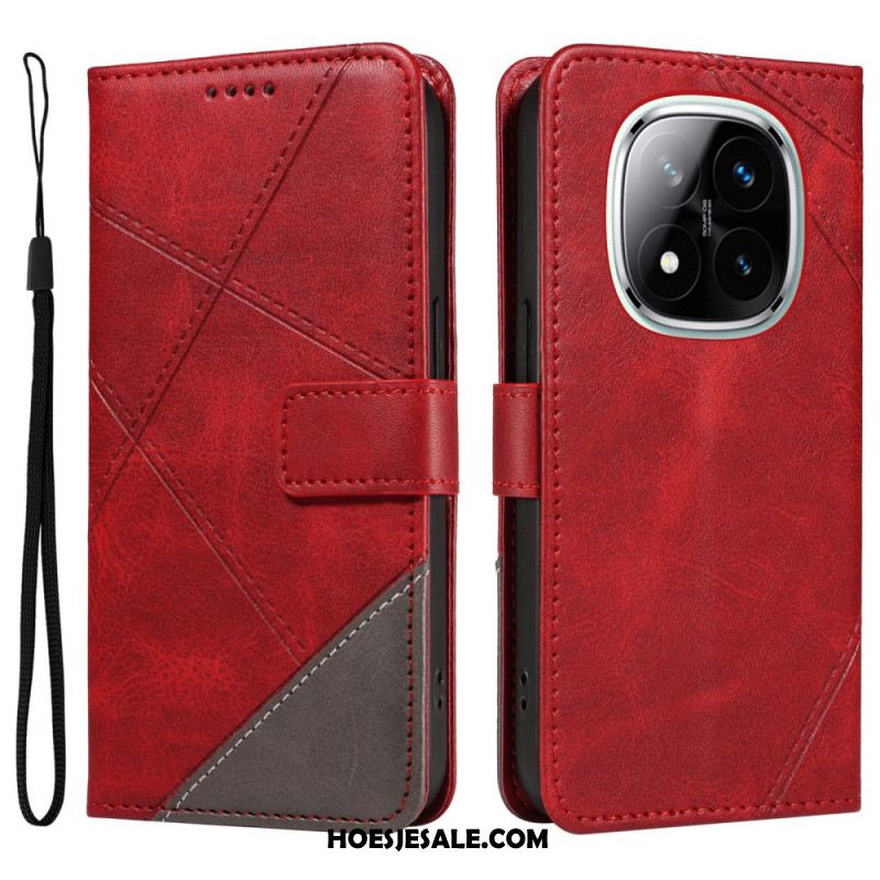 Leren Hoesje Voor Xiaomi Redmi Note 14 Pro 5g Tweekleurige Bandlijnen