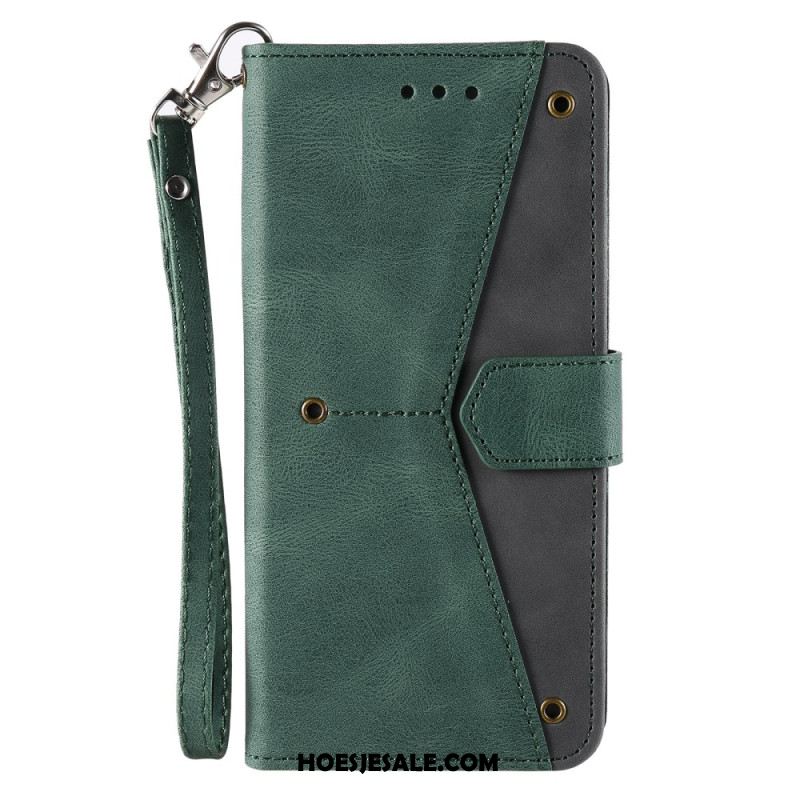 Leren Hoesje Voor Xiaomi Redmi Note 14 Pro 5g Vintage Tweekleurig