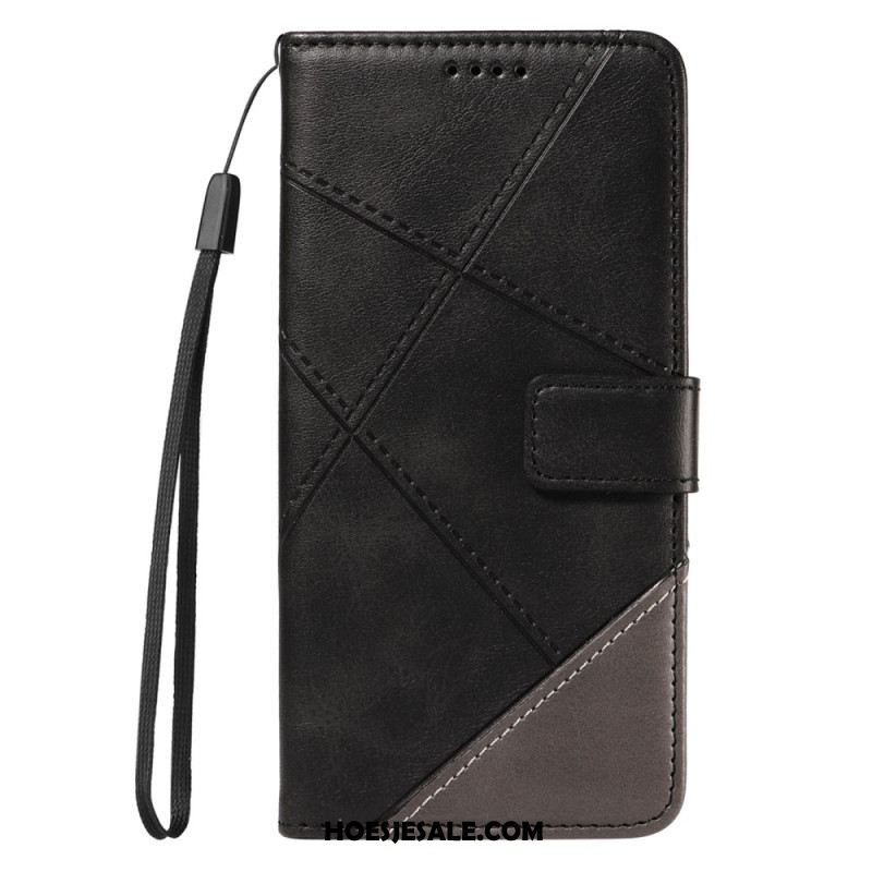 Leren Hoesje Voor Xiaomi Redmi Note 14 Pro Plus 5g Tweekleurige Gestreepte Strap-on
