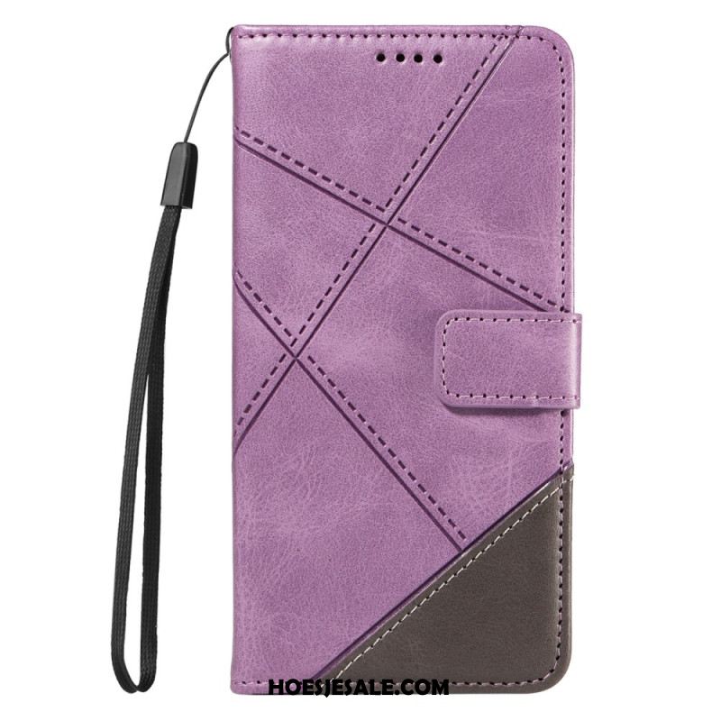 Leren Hoesje Voor Xiaomi Redmi Note 14 Pro Plus 5g Tweekleurige Gestreepte Strap-on