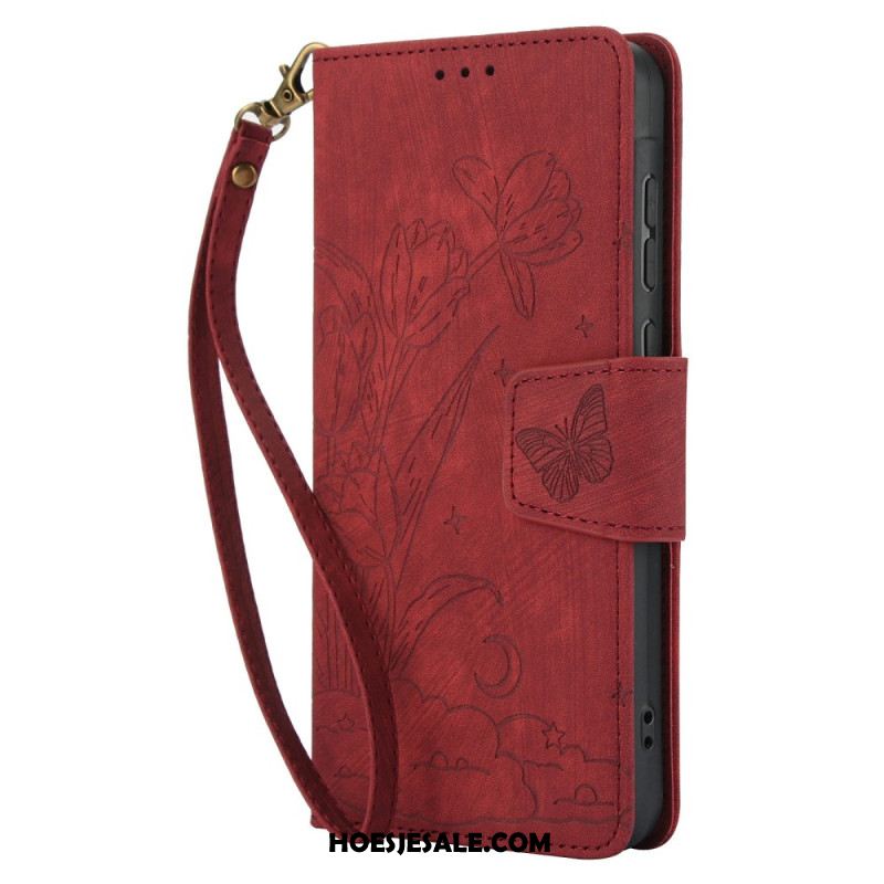 Leren Hoesje Voor Xiaomi Redmi Note 15 5g Bloemen En Vlinders