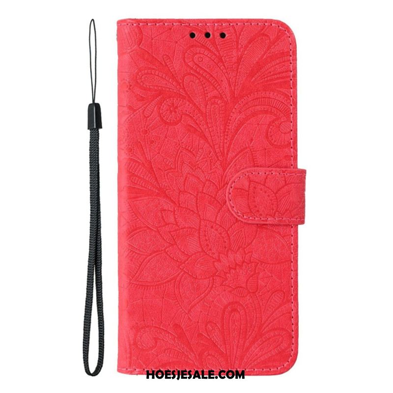 Leren Hoesje Voor Xiaomi Redmi Note 15 Pro Plus 5g Kanten Bloemenpatroon