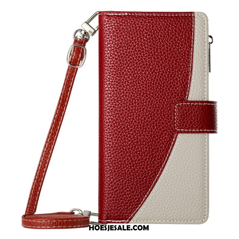 Leren Hoesje Voor Xiaomi Redmi Note 15 Pro Plus 5g Tweekleurig Met Bandjes