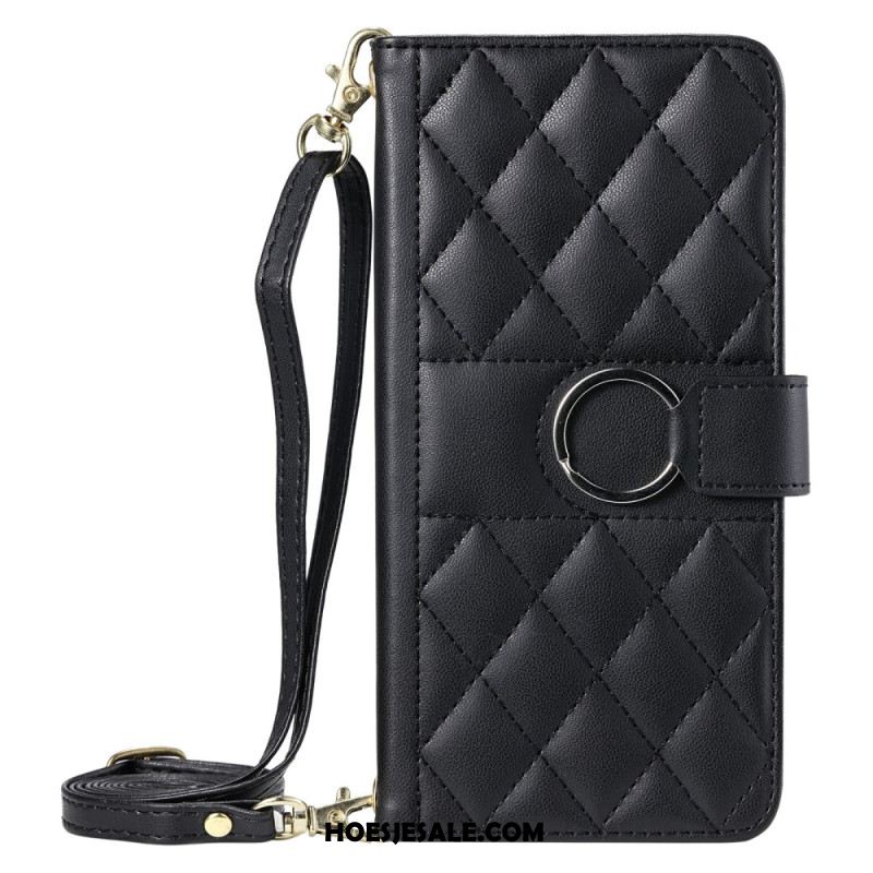 Leren Hoesje Voor iPhone 17 Premium Design Met Koord En Schouderband