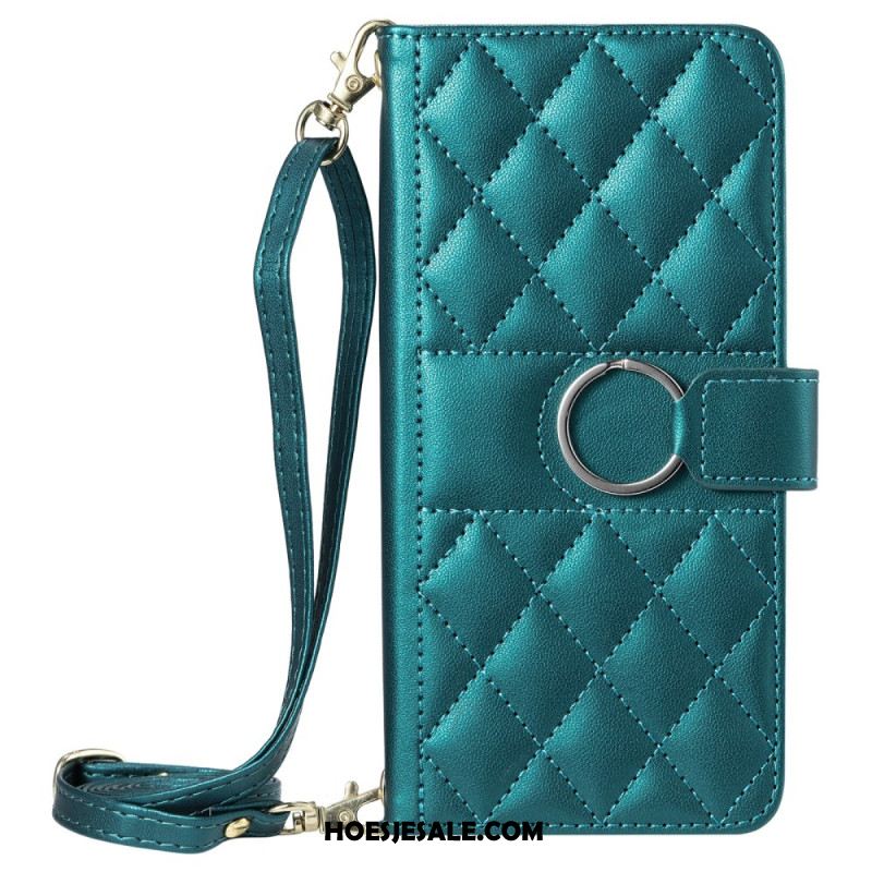 Leren Hoesje Voor iPhone 17 Premium Design Met Koord En Schouderband