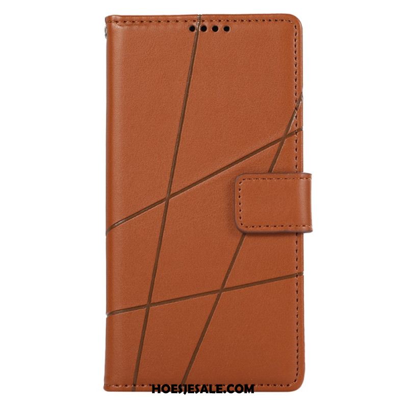 Leren Hoesje Xiaomi 14 Pro Lijnen Met Riempje Bescherming Hoesje