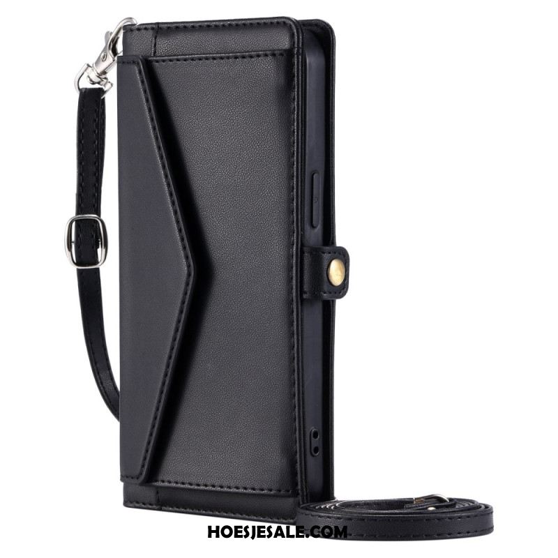 Leren Hoesje Xiaomi 15 Pro Clutch-model Met Bandje En Schouderband Bescherming Hoesje
