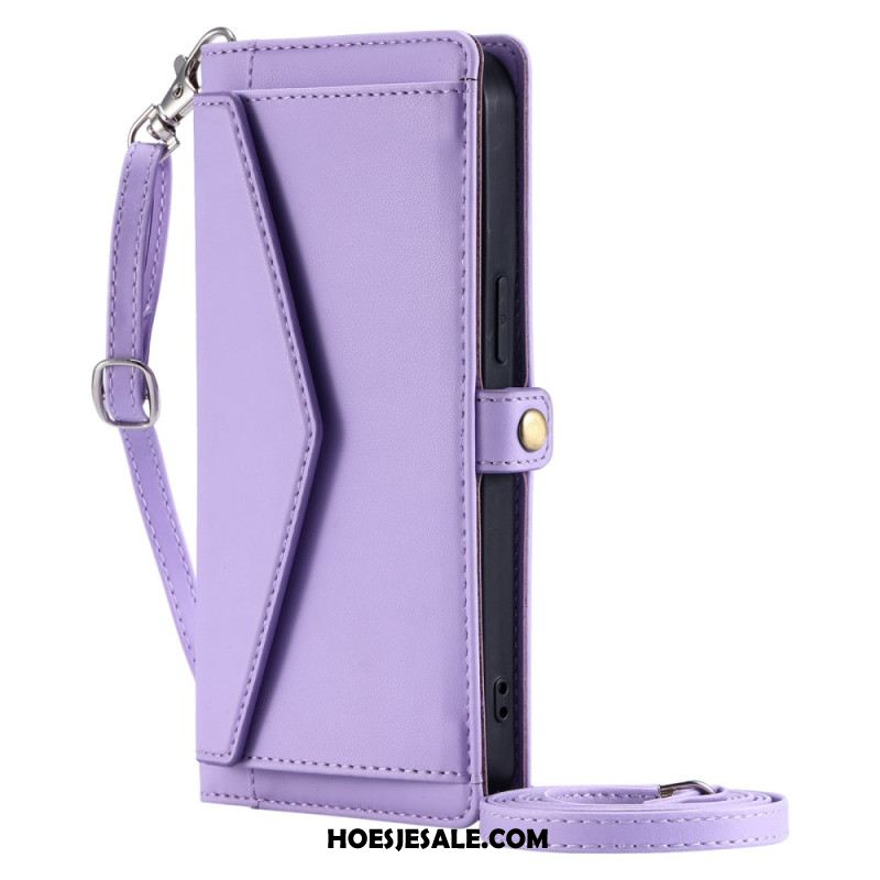 Leren Hoesje Xiaomi 15 Pro Clutch-model Met Bandje En Schouderband Bescherming Hoesje