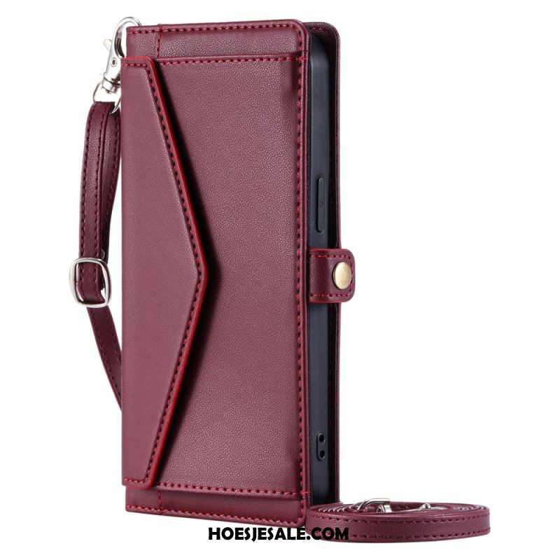 Leren Hoesje Xiaomi 15 Pro Clutch-model Met Bandje En Schouderband Bescherming Hoesje