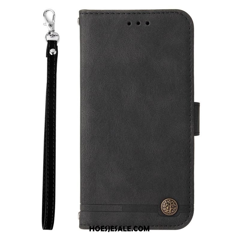 Leren Hoesje Xiaomi 15 Pro Klinknagel En Bandje Bescherming Hoesje