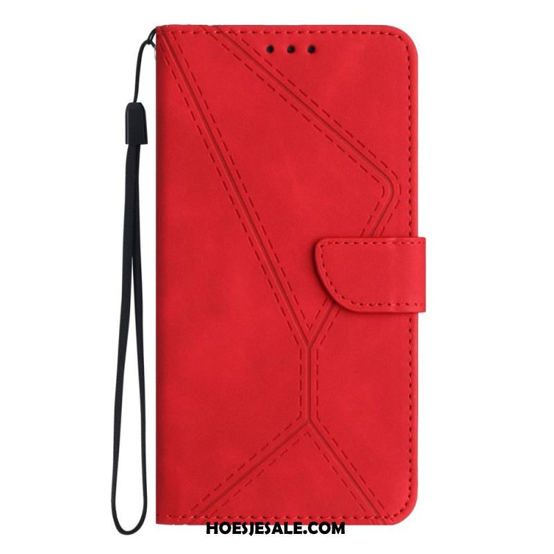 Leren Hoesje Xiaomi 15 Suède-effect Met Lijnen En Strepen Bescherming Hoesje