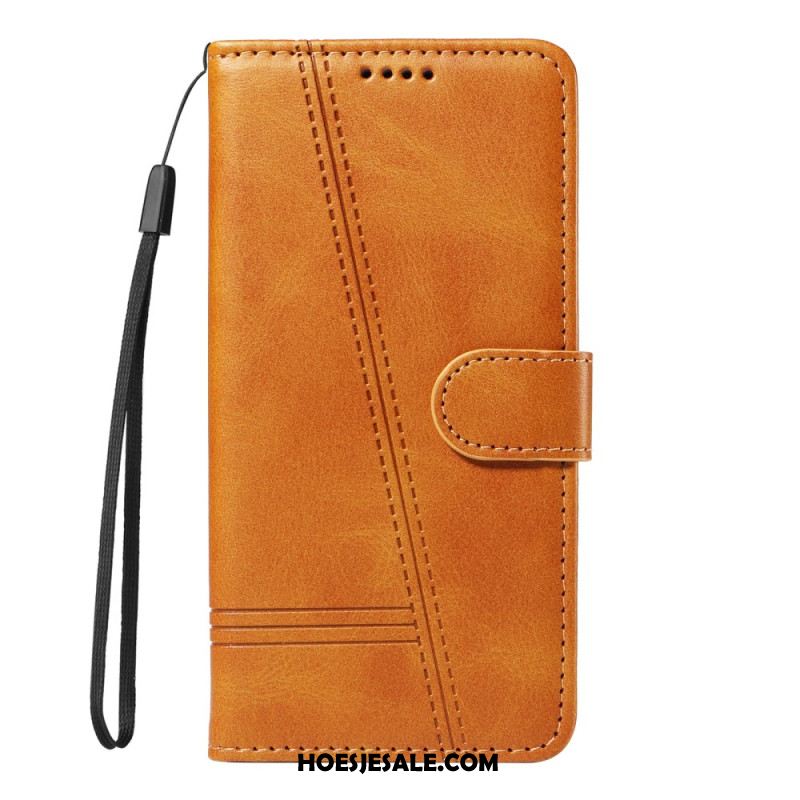 Leren Hoesje Xiaomi 15 Ultra Lijnen Bescherming Hoesje