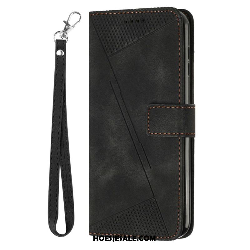 Leren Hoesje Xiaomi 15t Driehoekig Patroon Met Bandje