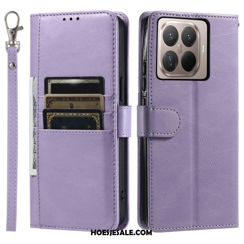 Leren Hoesje Xiaomi 15t Pro 6 Kaartsleuven En Koord Bescherming Hoesje