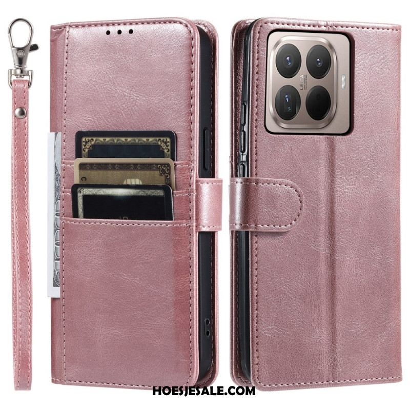 Leren Hoesje Xiaomi 15t Pro 6 Kaartsleuven En Koord Bescherming Hoesje