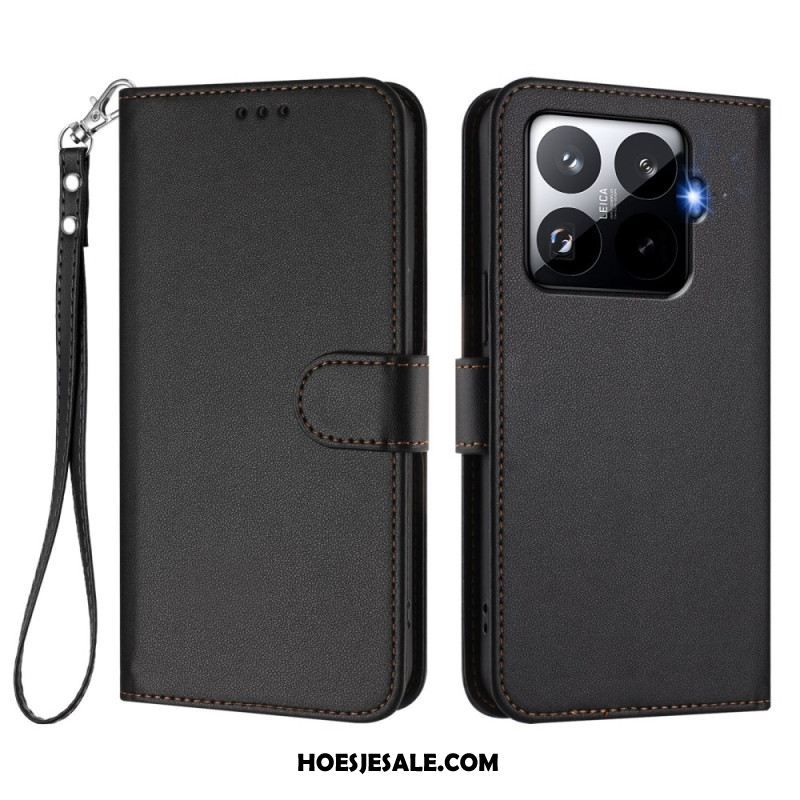 Leren Hoesje Xiaomi 15t Pro Magsafe Lederlook Met Bandje Bescherming Hoesje