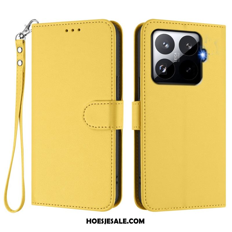 Leren Hoesje Xiaomi 15t Pro Magsafe Lederlook Met Bandje Bescherming Hoesje
