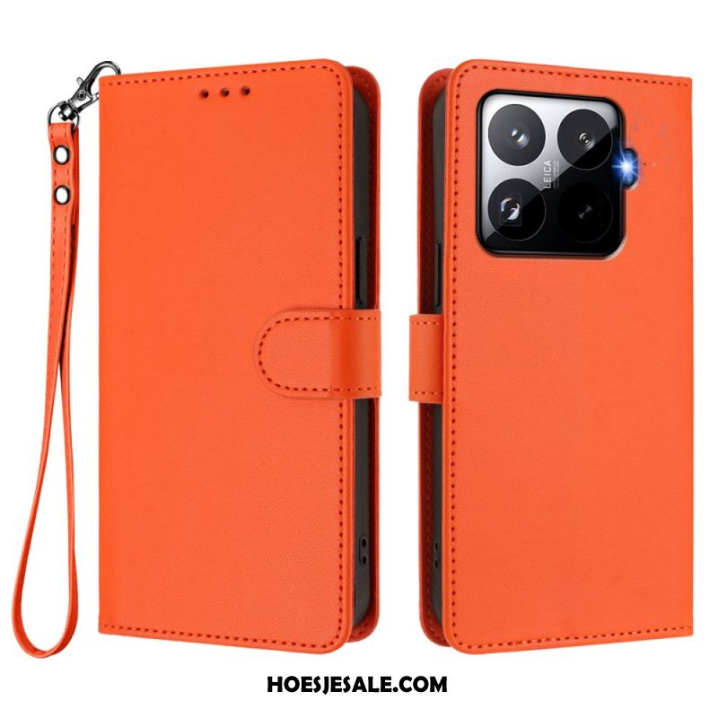Leren Hoesje Xiaomi 15t Pro Magsafe Lederlook Met Bandje Bescherming Hoesje