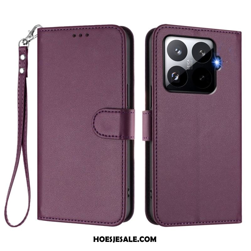 Leren Hoesje Xiaomi 15t Pro Magsafe Lederlook Met Bandje Bescherming Hoesje