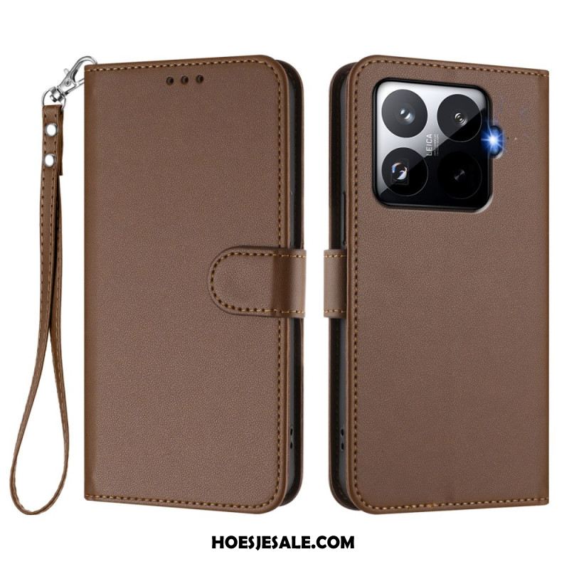 Leren Hoesje Xiaomi 15t Pro Magsafe Lederlook Met Bandje Bescherming Hoesje