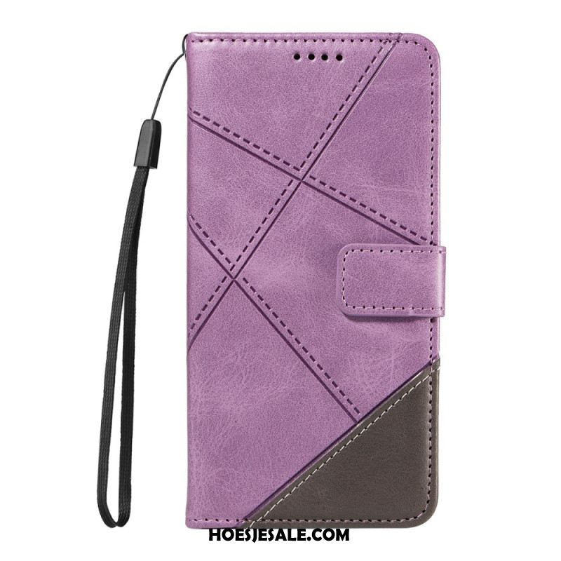 Leren Hoesje Xiaomi 15t Pro Tweekleurig Geometrisch Patroon Bescherming Hoesje