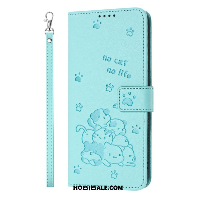 Leren Hoesje Xiaomi 15t Stapel Katten Met Bandje