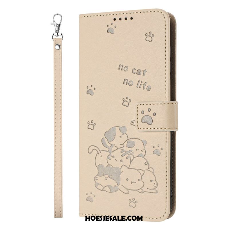 Leren Hoesje Xiaomi 15t Stapel Katten Met Bandje