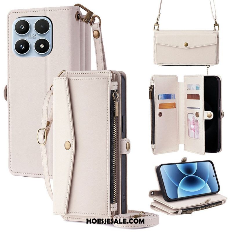 Leren Hoesje Xiaomi 17 Portemonnee Met Schouderband En Koord Bescherming Hoesje