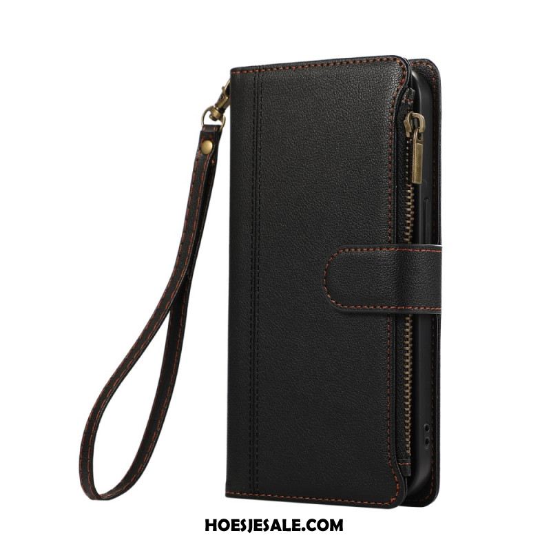 Leren Hoesje Xiaomi 17 Portemonnee Met Sierrand En Koord Bescherming Hoesje