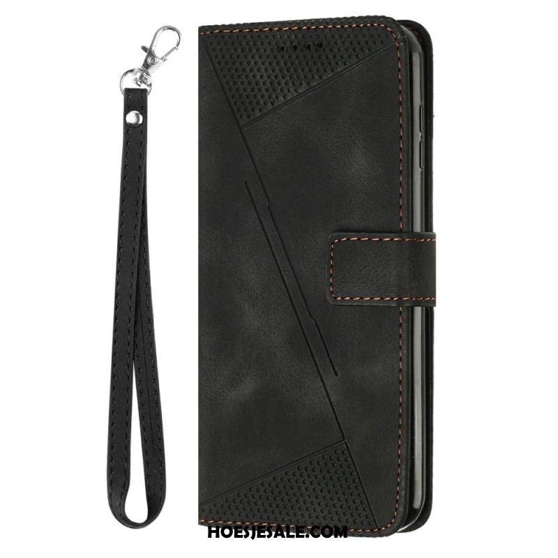 Leren Hoesje Xiaomi 17 Pro Driehoekig Patroon En Bandje