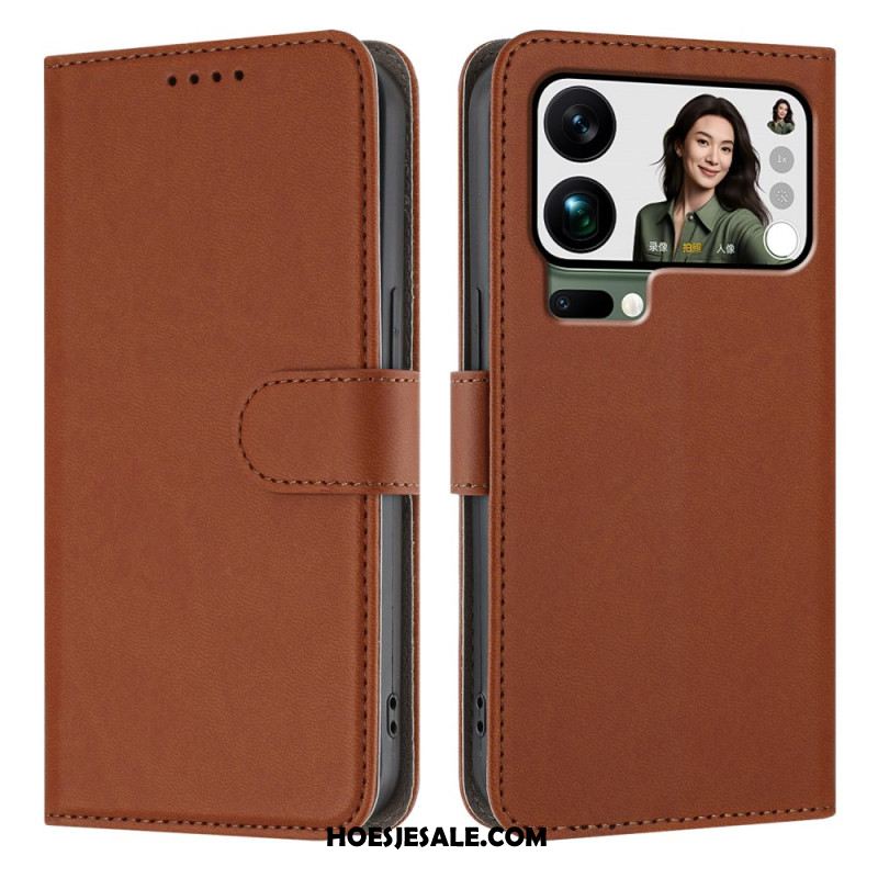 Leren Hoesje Xiaomi 17 Pro Max Effen Kunstleer Bescherming Hoesje