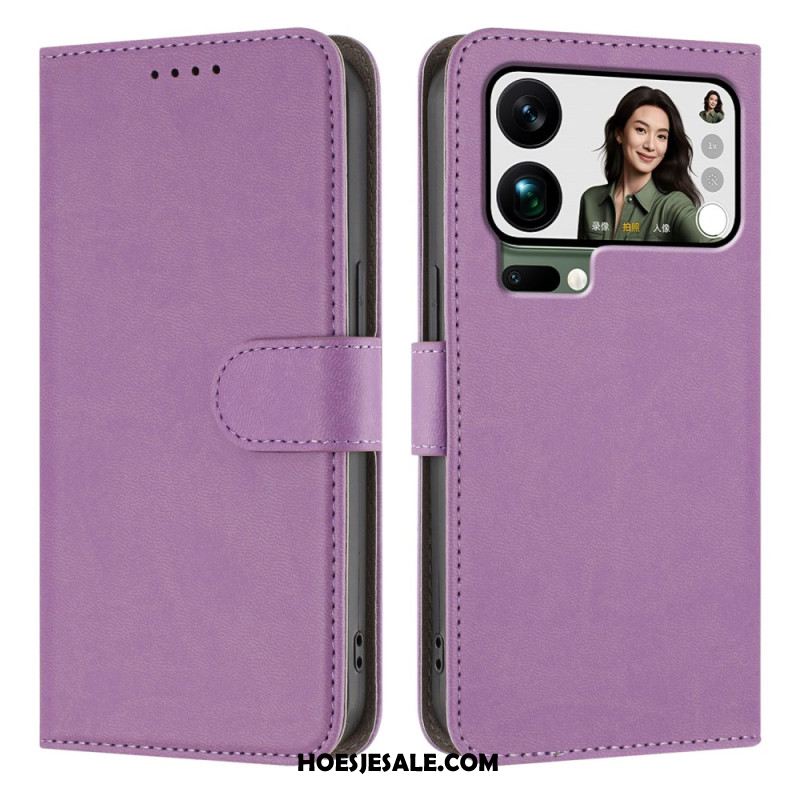 Leren Hoesje Xiaomi 17 Pro Max Effen Kunstleer Bescherming Hoesje