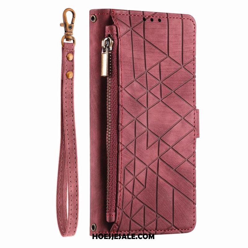 Leren Hoesje Xiaomi 17 Pro Max Portemonnee Met Geometrisch Design