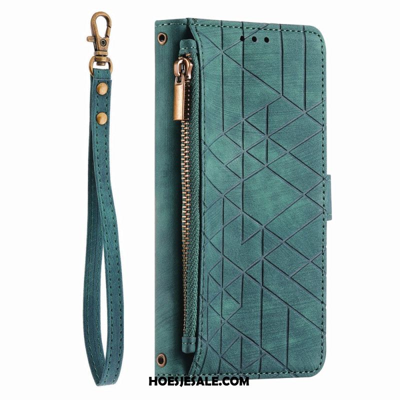 Leren Hoesje Xiaomi 17 Pro Max Portemonnee Met Geometrisch Design